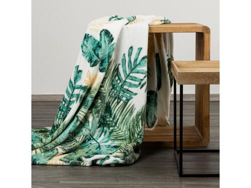 Dekoračná deka - Dawosa, prírodný vzor bielozelený 150 x 200 cm